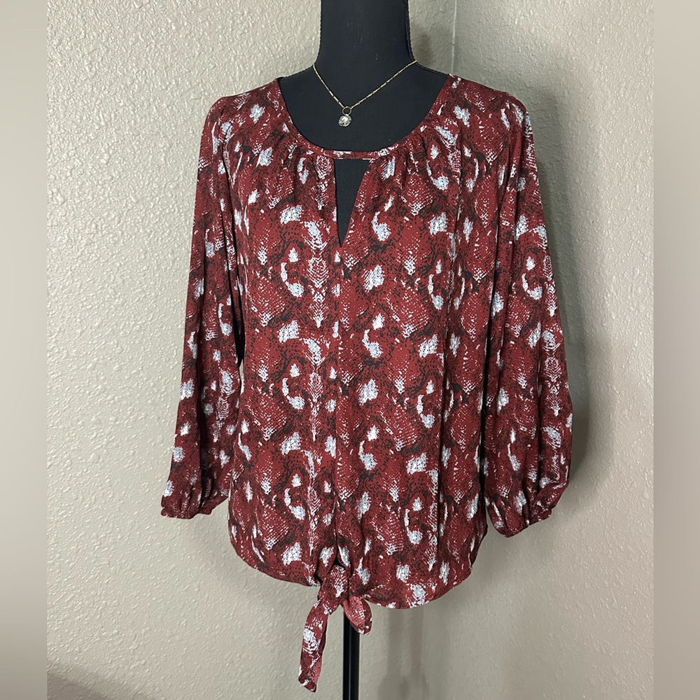 NWOT West Kei‎ Blouse in burgundy/snake print